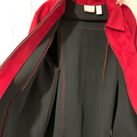 Alfred Dunner plus  Red faux suede fleece jacket - Picture 5 of 9